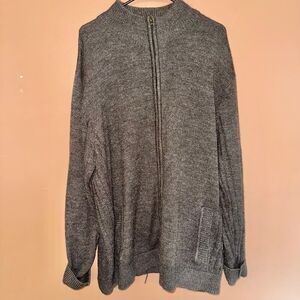 Harbor Bay Men's Brown Full Zip Mock Collar Sweater - XLT